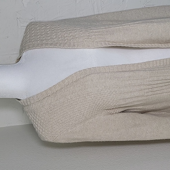 J. Jill Cardigan Sweater Open Front Long Sleeve Wool Knit Cable Longline Cream M - Picture 7 of 15